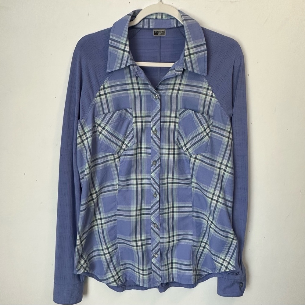 Marmot Blue Plaid Women's Top